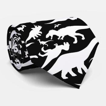 Black And White Dinosaur Pattern Neck Tie by SakuraDragon at Zazzle