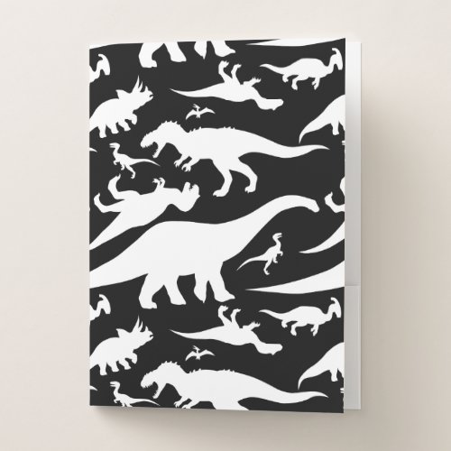 Black and White Dinosaur Pattern Pocket Folder