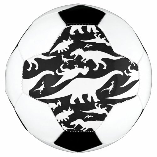 Black and White Dinosaur Pattern Soccer Ball