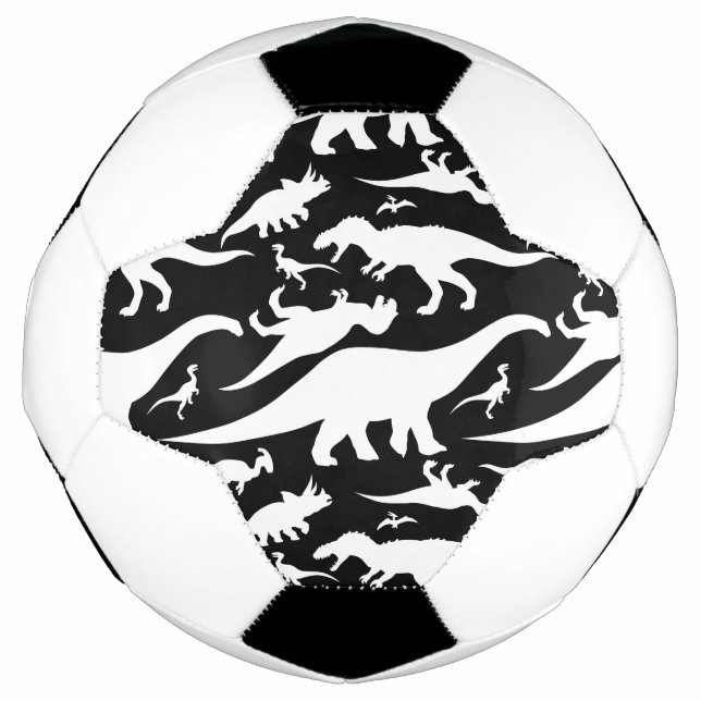 Black and White Dinosaur Pattern Soccer Ball (Front)