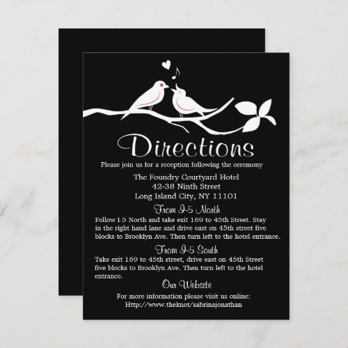 Black And White Directions Lovebirds Wedding Party Invitation