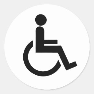Black and White disabled handicap symbol Classic Round Sticker