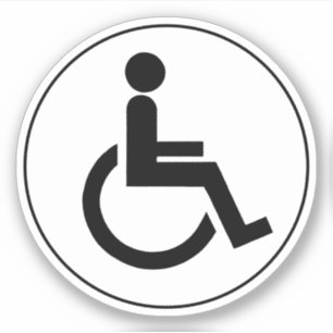 Black and White disabled handicap symbol Round Sticker