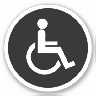 Black and White disabled handicap symbol Round Sticker