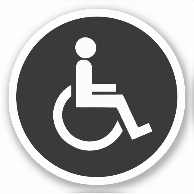 Black and White disabled handicap symbol Round Sticker (Front)