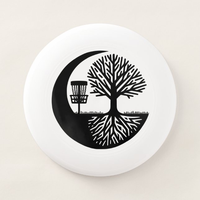 Black and White Disc Golf Silhouette  (Front)