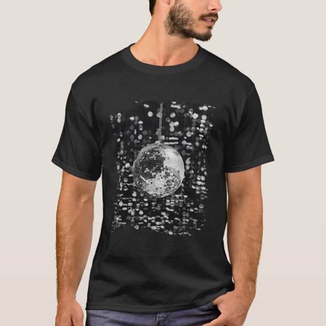 Black And White Disco Ball Club T-Shirt (Front)