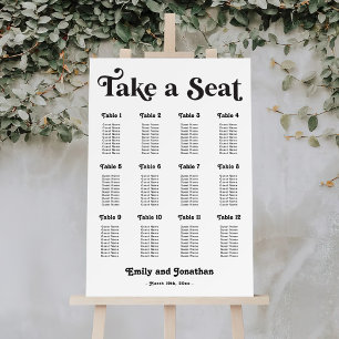 Black and White Disco Wedding Seating Chart Foam Board