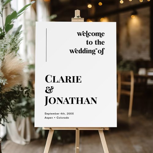 Black and White Disco Wedding Welcome Sign