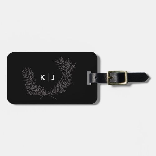 Black and White Distinguished Monogram Initials Luggage Tag