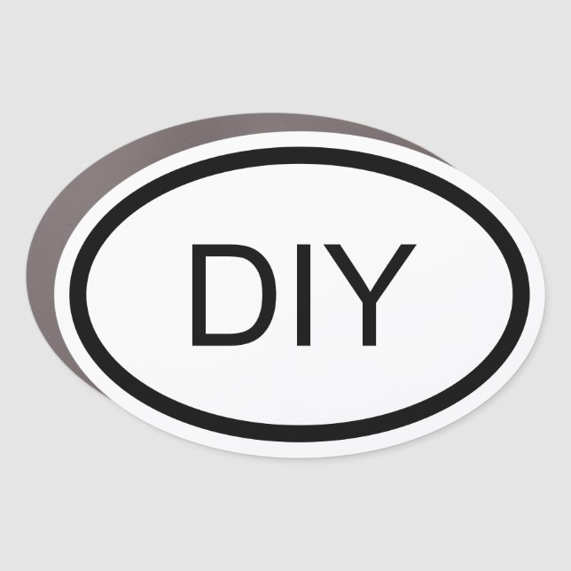 Black and White DIY Euro Style Oval Car Magnet (Front)