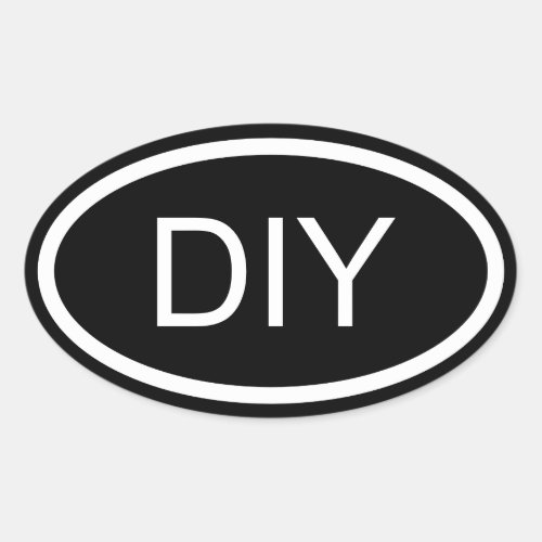 Black and White DIY Euro Style Oval Sticker