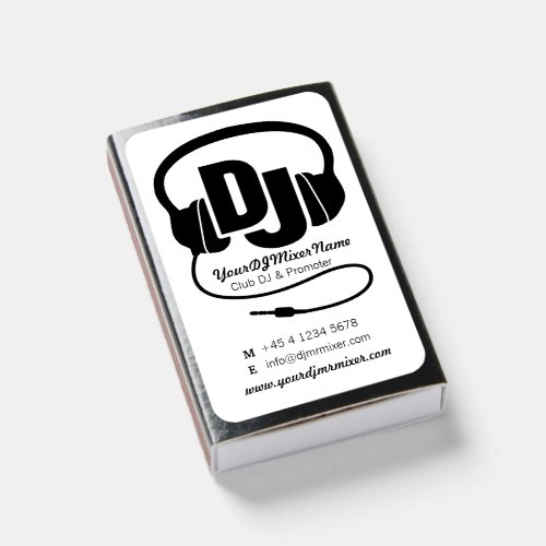 Black and white DJ promoter business Matchboxes