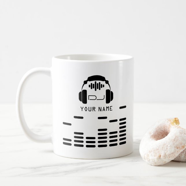 Black and white DJ style cover Coffee Mug (With Donut)