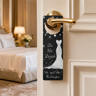 Black and White Do Not Disturb Personalize Door Hanger