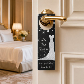 Black and White Do Not Disturb Personalize Door Hanger