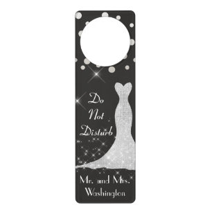 Black and White Do Not Disturb Personalize Door Hanger