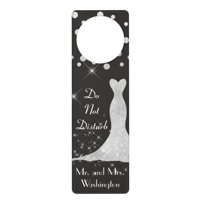 Black and White Do Not Disturb Personalize Door Hanger (Front)