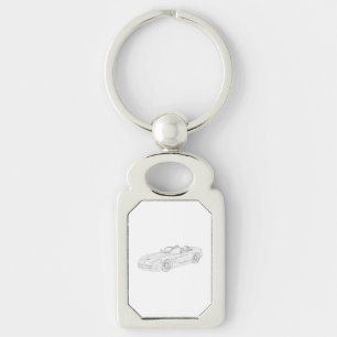 Black and White Dodge Viper Pencil Style Drawing Keychain