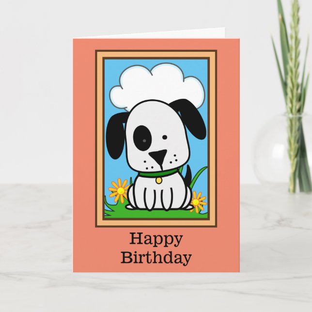 Black And White Dog Birthday Card (Front)