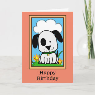 Black And White Dog Birthday Card