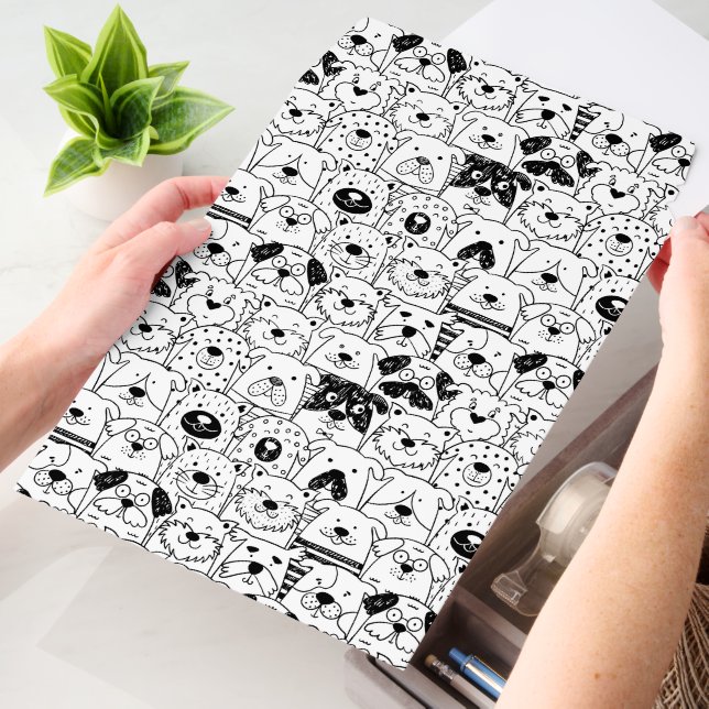 Black and White Dog Crowd Pattern Envelope Mailers (Desk)