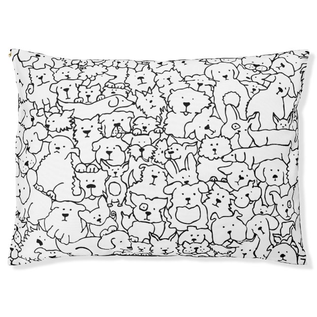 Black and White Dog Doodle Pet Bed (Front)