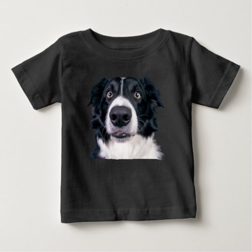 Black and White Dog Face Baby T_Shirt