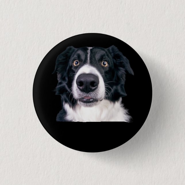 Black and White Dog Face Button (Front)