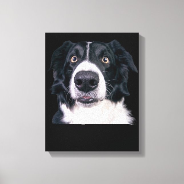 Black and White Dog Face Canvas Print (Front)