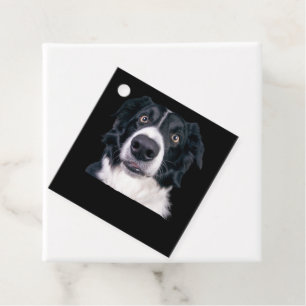 Black and White Dog Face Favor Tags