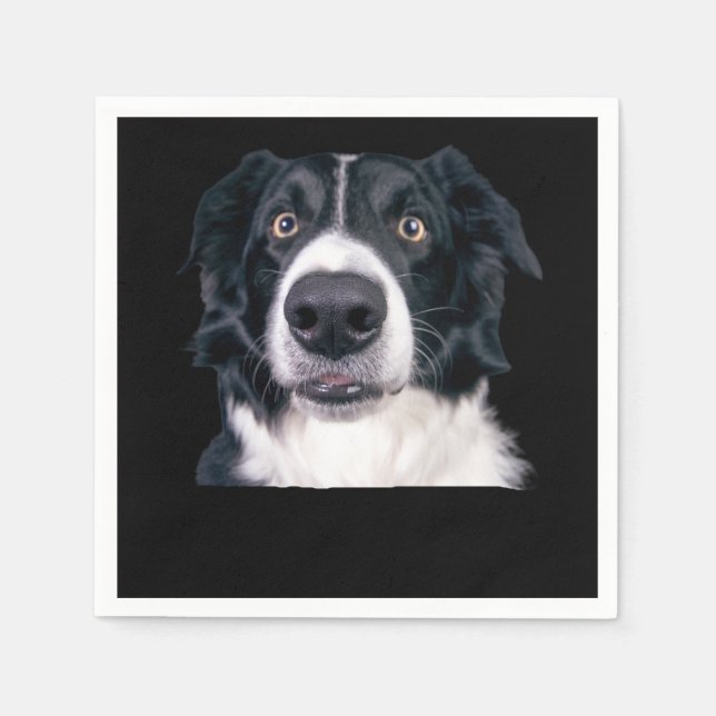 Black and White Dog Face Napkins (Front)