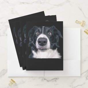 Black and White Dog Face Pocket Folder