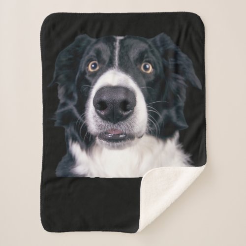 Black and White Dog Face Sherpa Blanket
