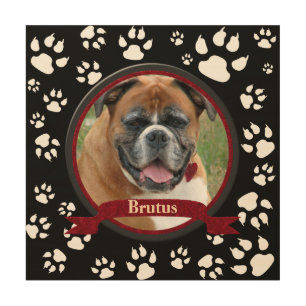 Black and White Dog Memorial Paw Prints