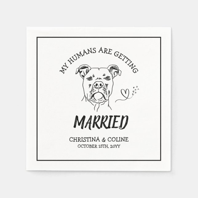 Black and White Dog Modern Fun Simple Wedding  Nap Napkins (Front)