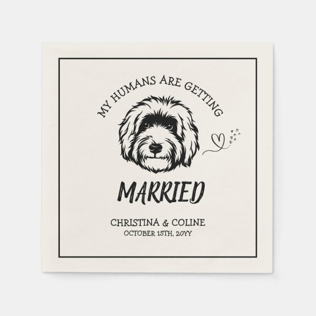 Black and White Dog Modern Fun Simple Wedding  Nap Napkins (Front)