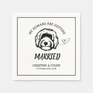 Black and White Dog Modern Fun Simple Wedding Napkins