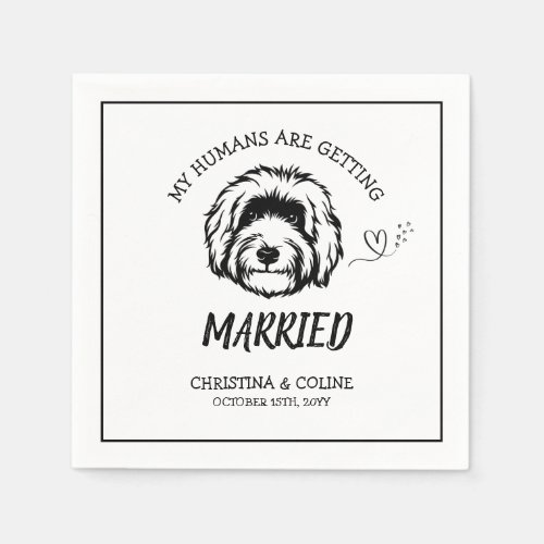 Black and White Dog Modern Fun Simple Wedding  Napkins