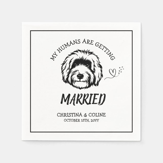 Black and White Dog Modern Fun Simple Wedding  Napkins (Front)