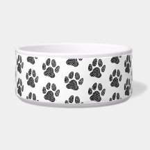 Black and White Dog Paw Print Linocut