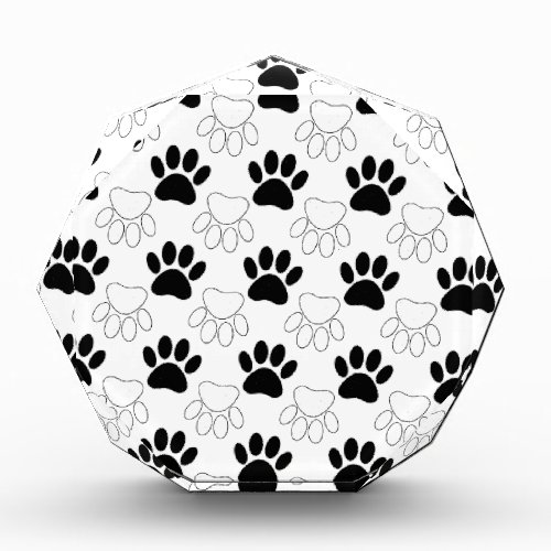 Black And White Dog Paw Print Pattern Award