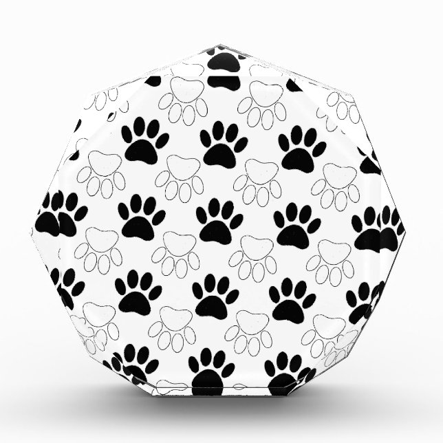 Black And White Dog Paw Print Pattern Award (Front)