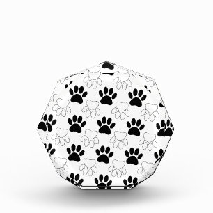 Black And White Dog Paw Print Pattern Award
