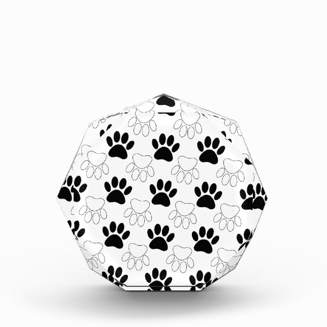 Black And White Dog Paw Print Pattern Award (Front)