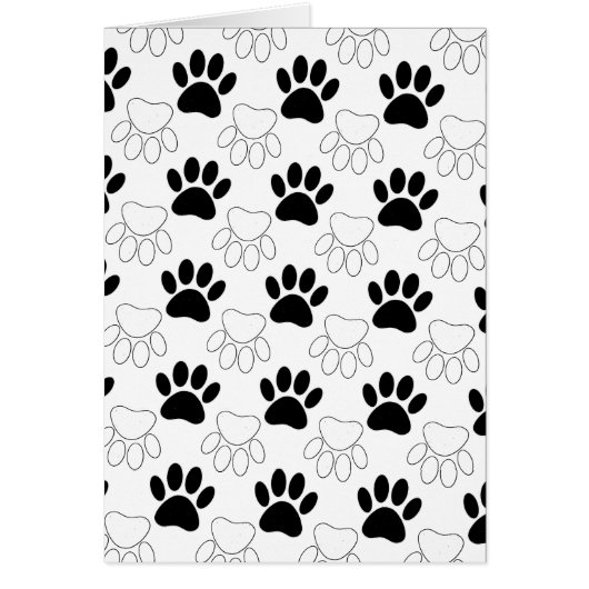 Black And White Dog Paw Print Pattern Cards (Front)