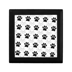 Black And White Dog Paw Print Pattern Gift Box