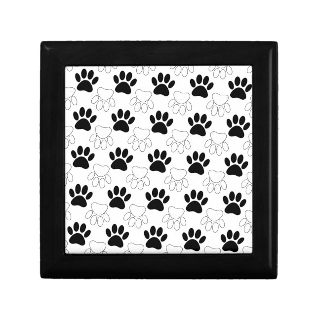 Black And White Dog Paw Print Pattern Gift Box (Front)