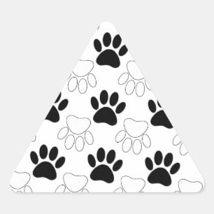 Black And White Dog Paw Print Pattern Triangle Sticker