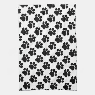 BLACK and WHITE Dog Paw Prints Ver 2 A007 Towel